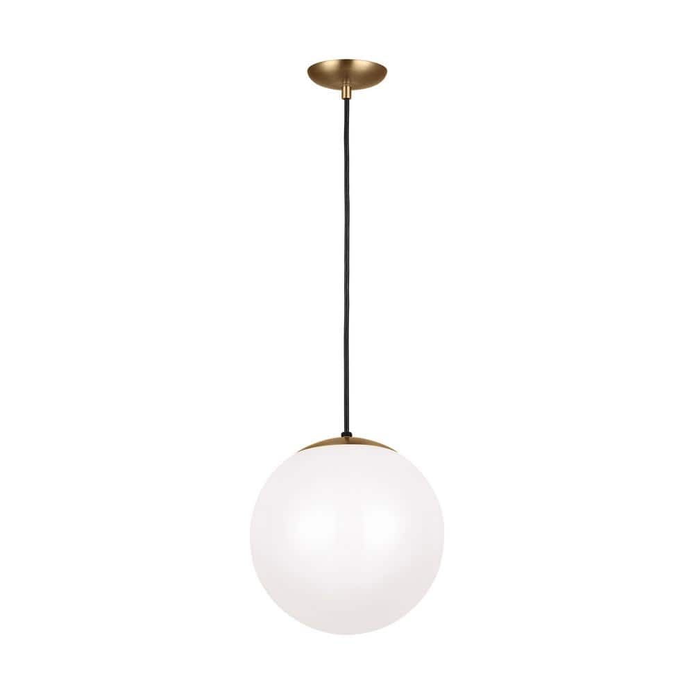 Satin Brass Globe Pendant with Smooth White Glass Shade