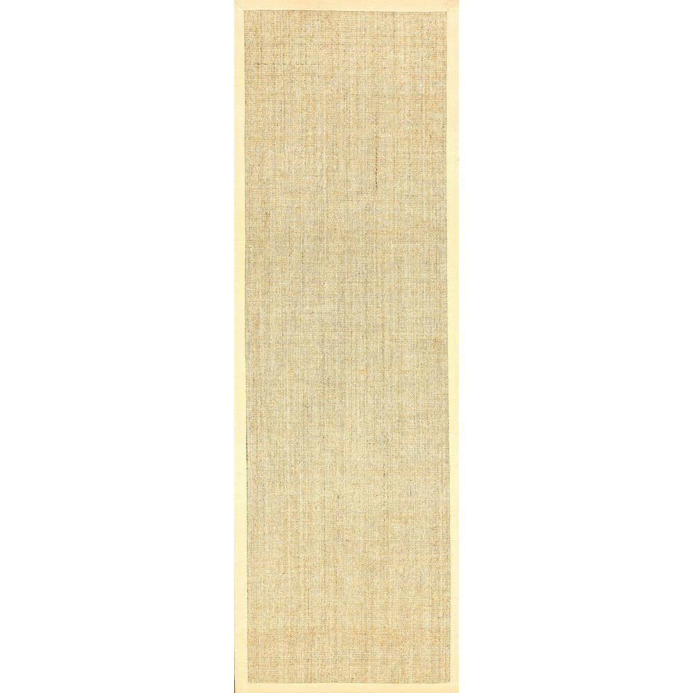 Beige Flat Woven Handmade Sisal Border Rug 2' 6" x 8'