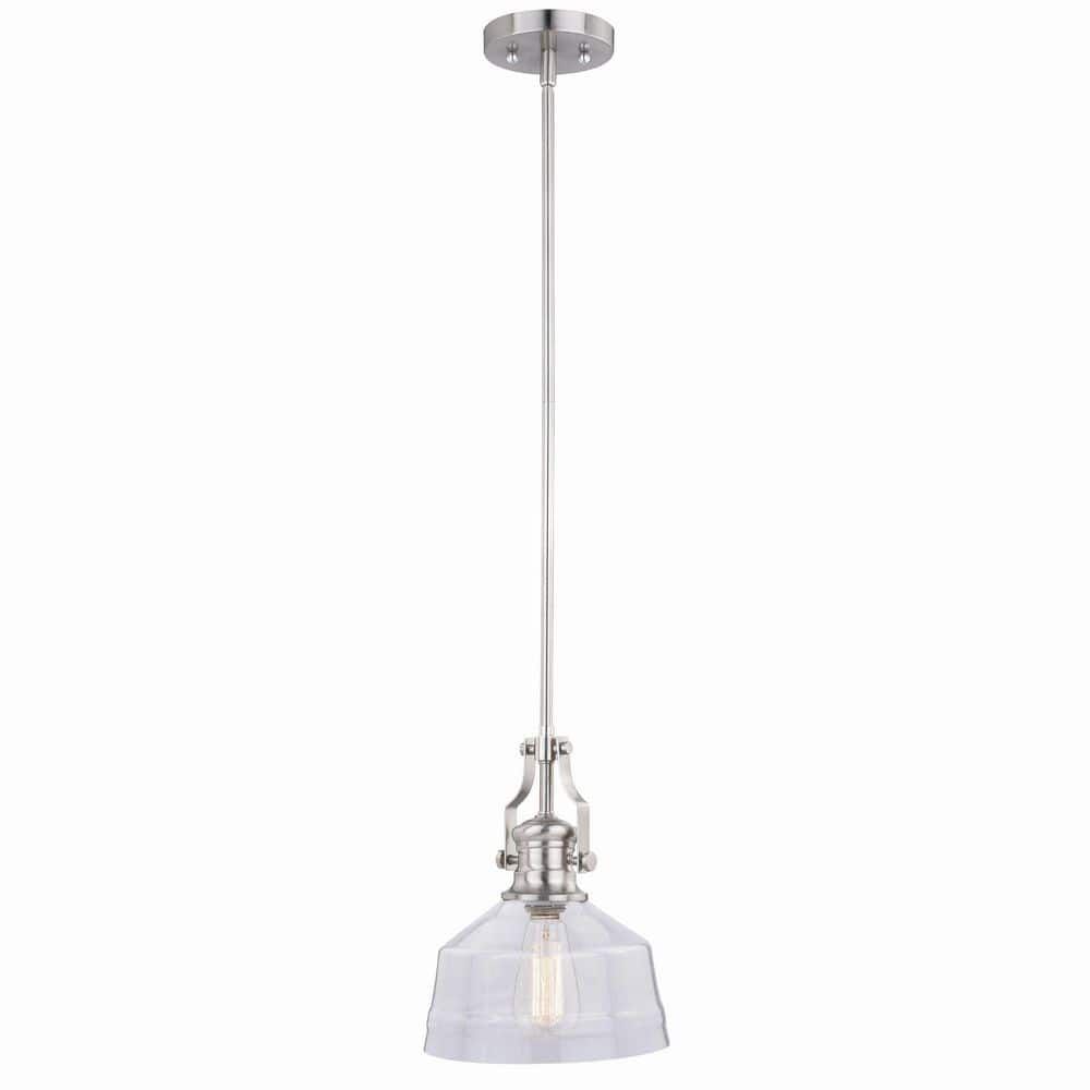 Beloit 9" Satin Nickel and Glass Mini Pendant Light