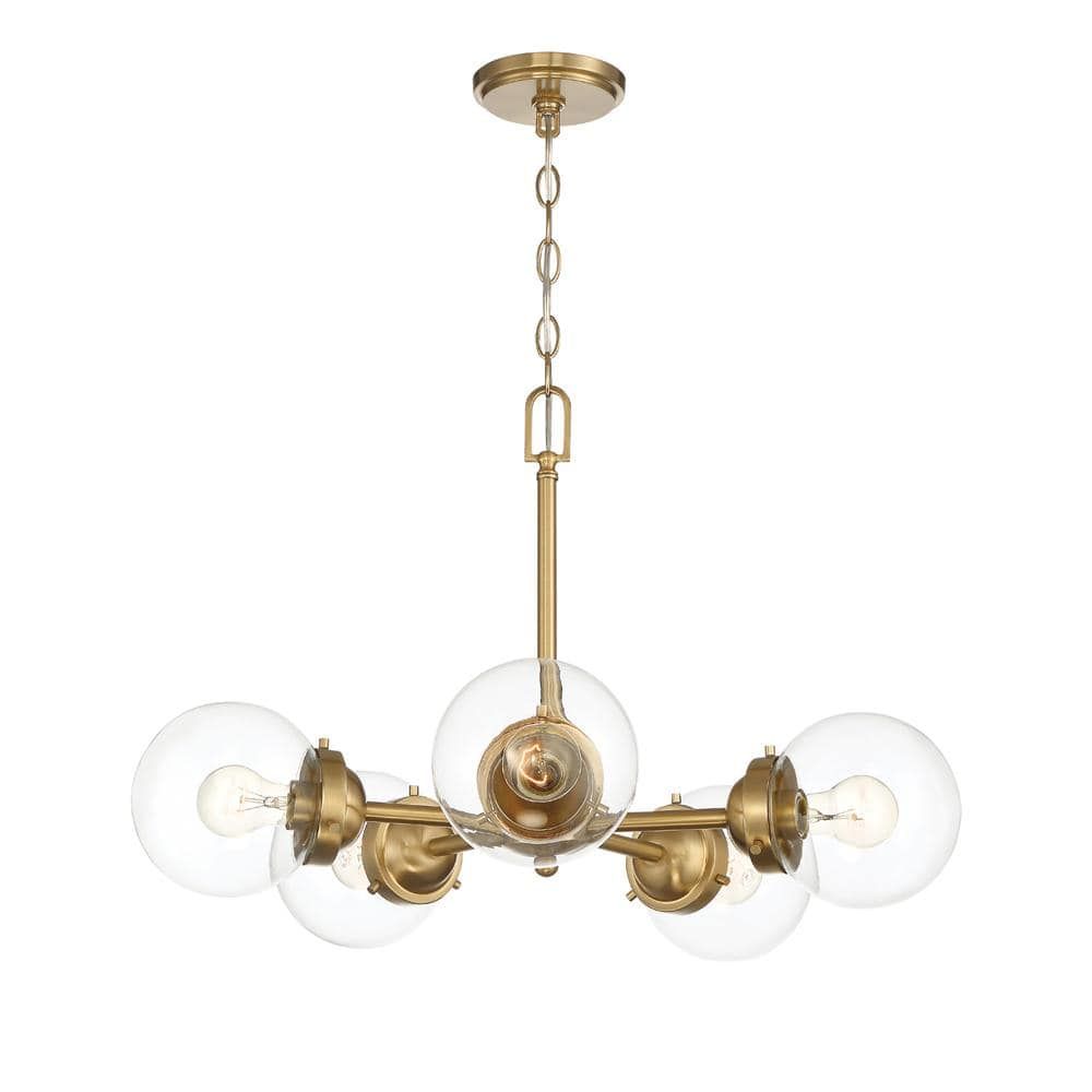 Knoll Vintage Warmth 26" Sputnik Chandelier in Brushed Gold