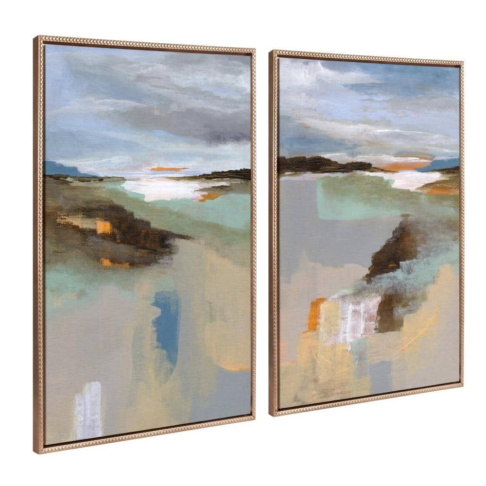 Sylvie Gold Framed Abstract Landscape Canvas Wall Art Set