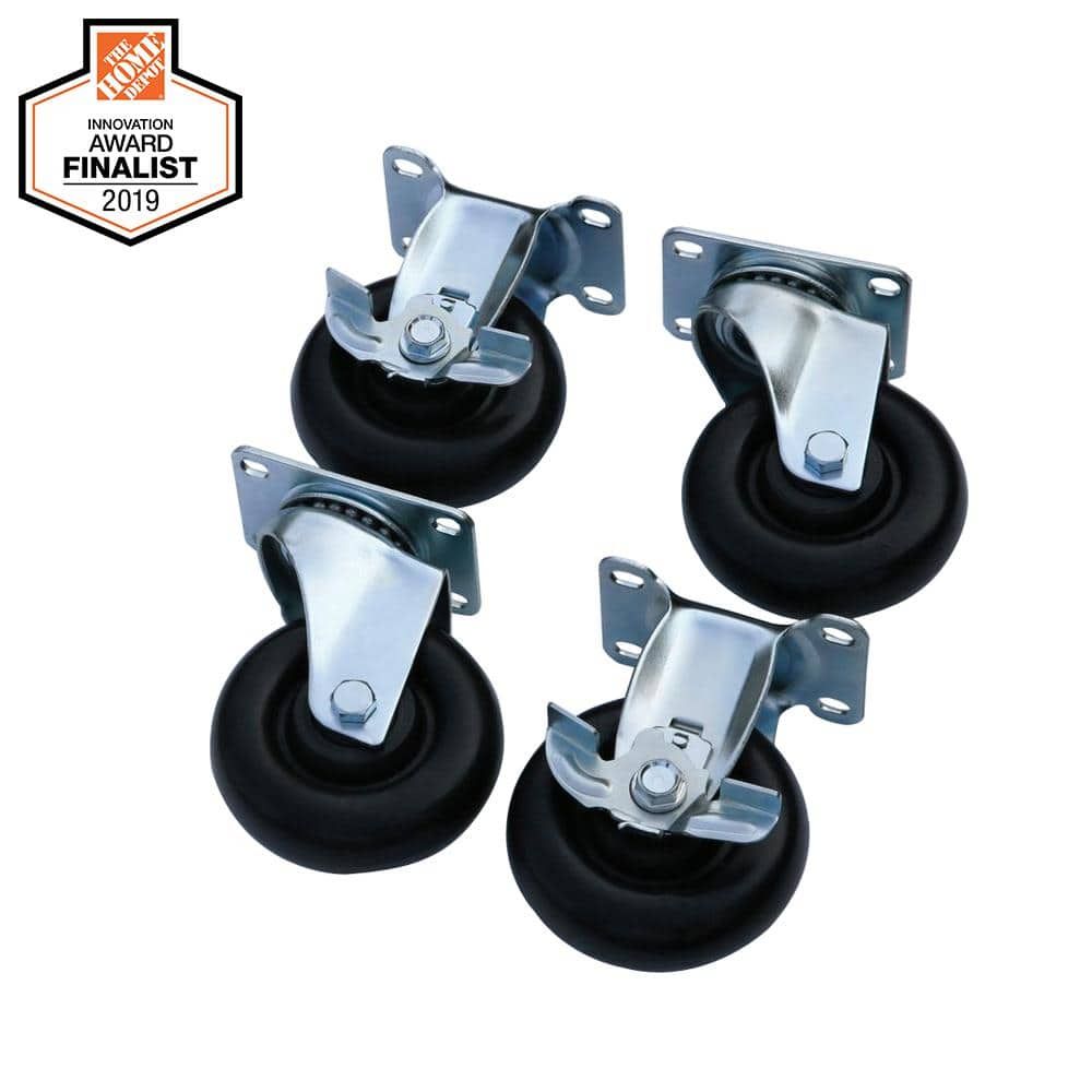 Black 4-Inch Swivel Plate Casters with Polypropylene Wheels