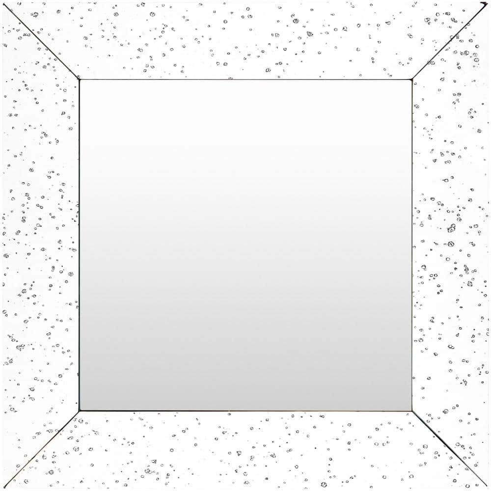Anita 24" Square Beveled Glass and Wood Mirror
