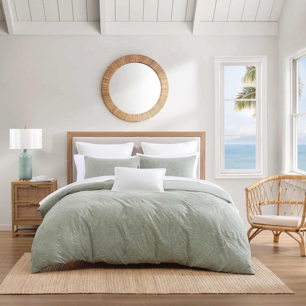 Harbor Palm Sage Green Cotton King Comforter Set