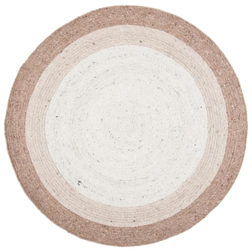 Handmade Ivory Wool Braided Round Rug - 4' Diameter