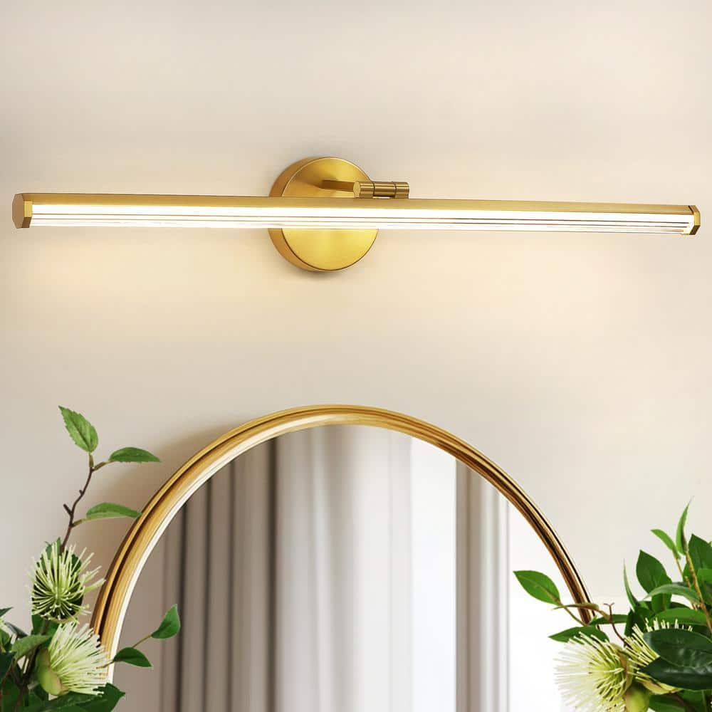 30-Inch Gold Dimmable LED Vanity Light with Acrylic Shade