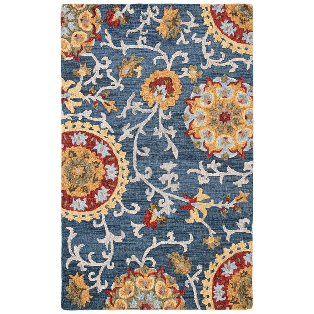 Handmade Blue Wool Tufted Reversible 3' x 5' Rug