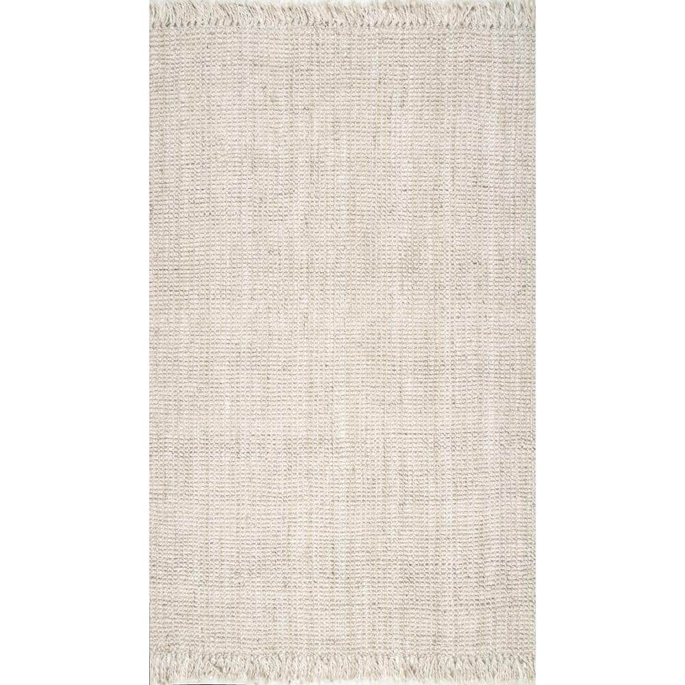 Braided Bleach White Handmade Synthetic 4' x 6' Rectangular Rug