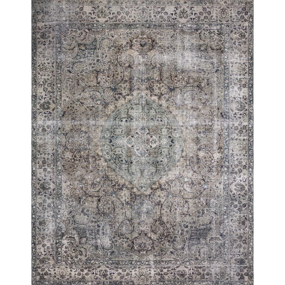 Gray Rectangular 9' x 12' Stain-Resistant Synthetic Area Rug