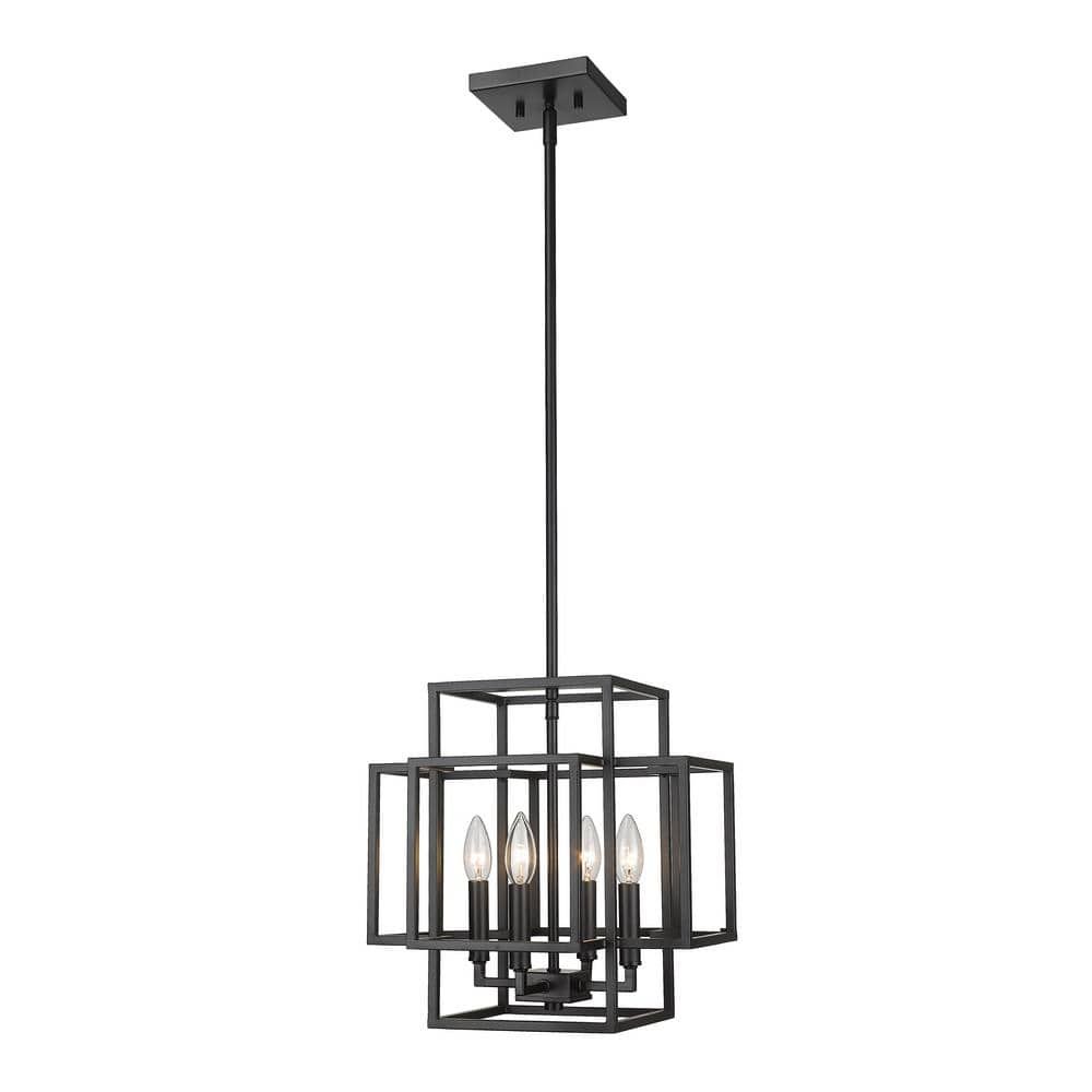 Contemporary Titania Matte Black 14" Geometric Pendant Light