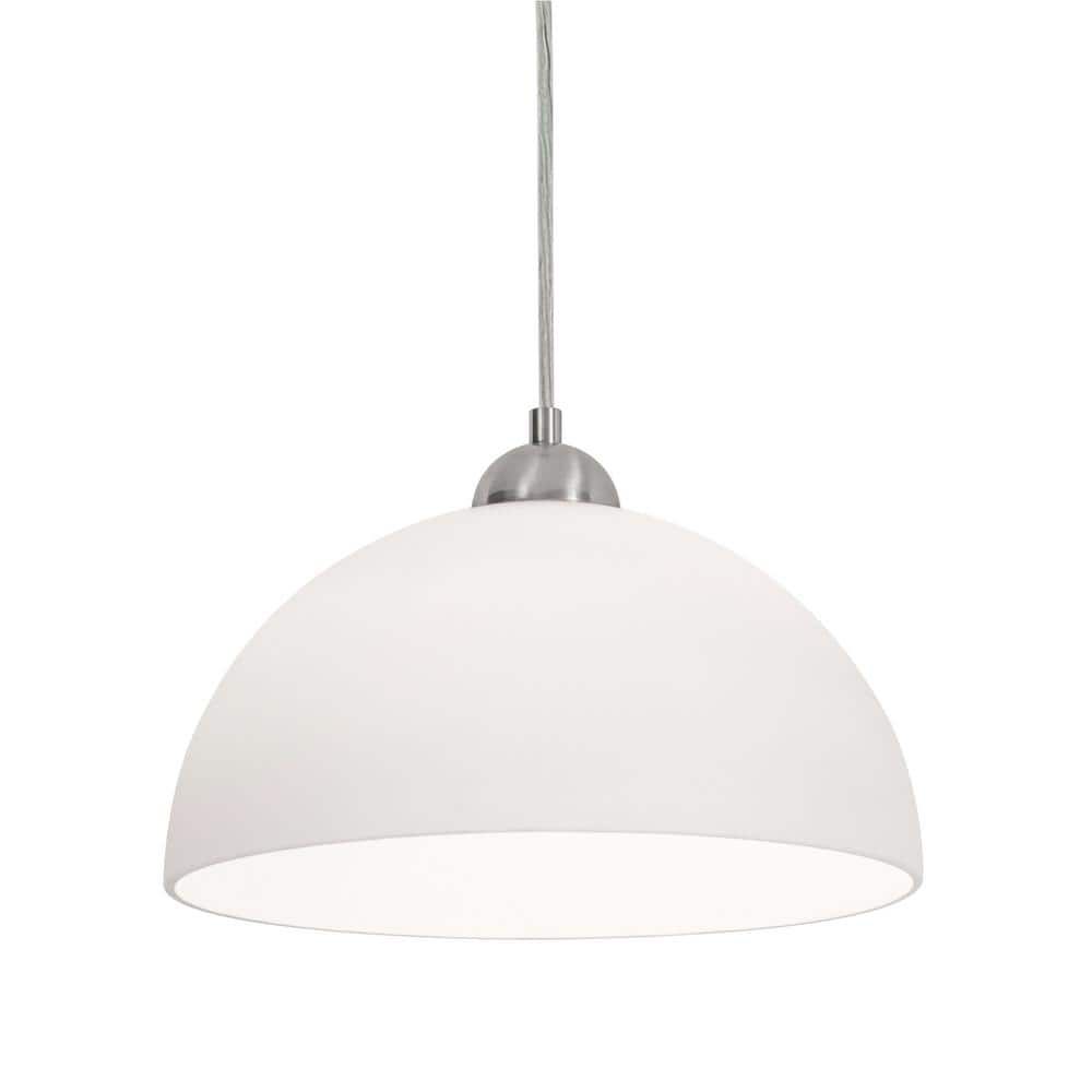 Otis 10" Satin Nickel Glass Bowl Pendant Light for Indoor/Outdoor