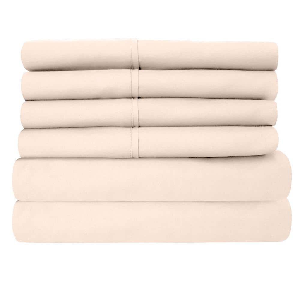 Ivory Full Double Brushed Microfiber 4-Piece Sheet Set