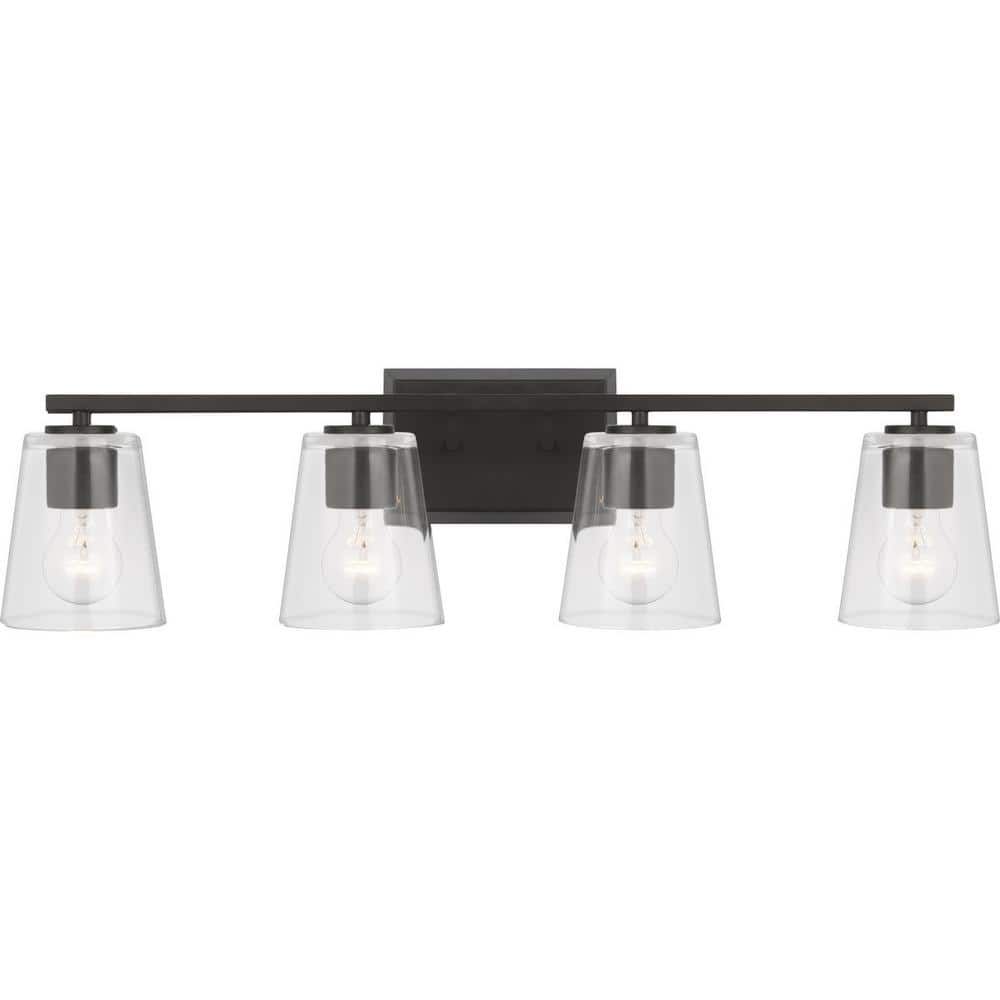 Vertex Matte Black Dimmable Four-Light Bath Fixture