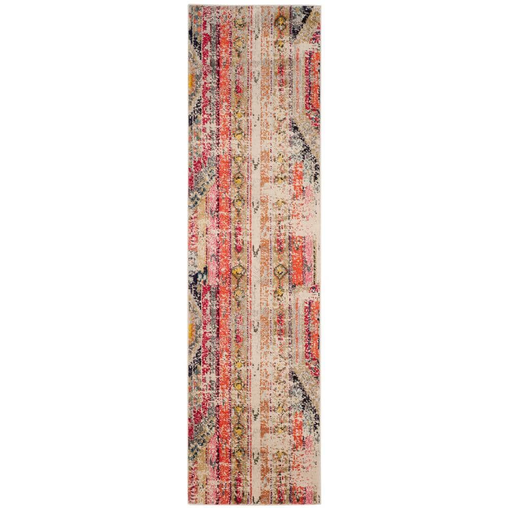 Boho-Chic Light Grey Multi Hand-Knotted Synthetic Area Rug