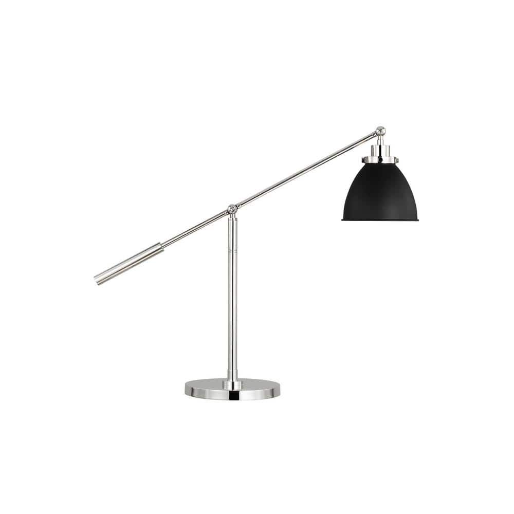 Adjustable Midnight Black and Polished Nickel Desk Lamp