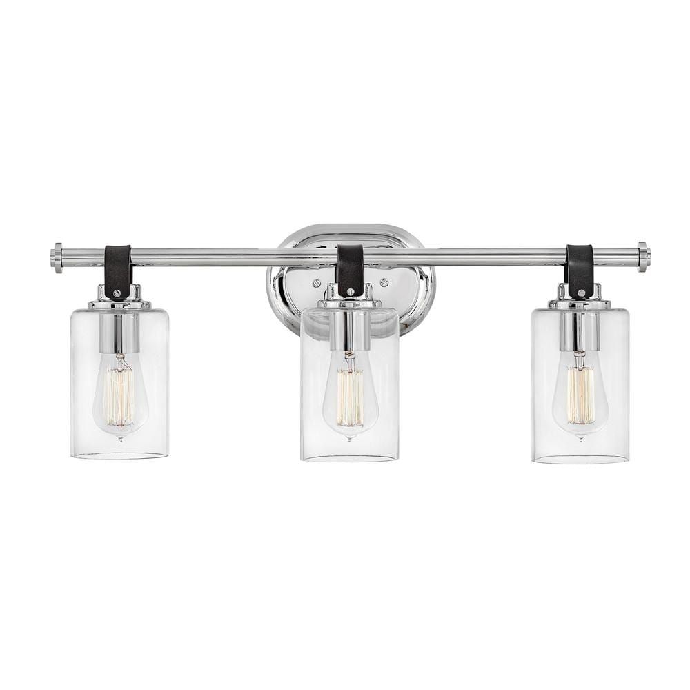 Halstead Chrome 3-Light Vanity with Clear Glass Shades