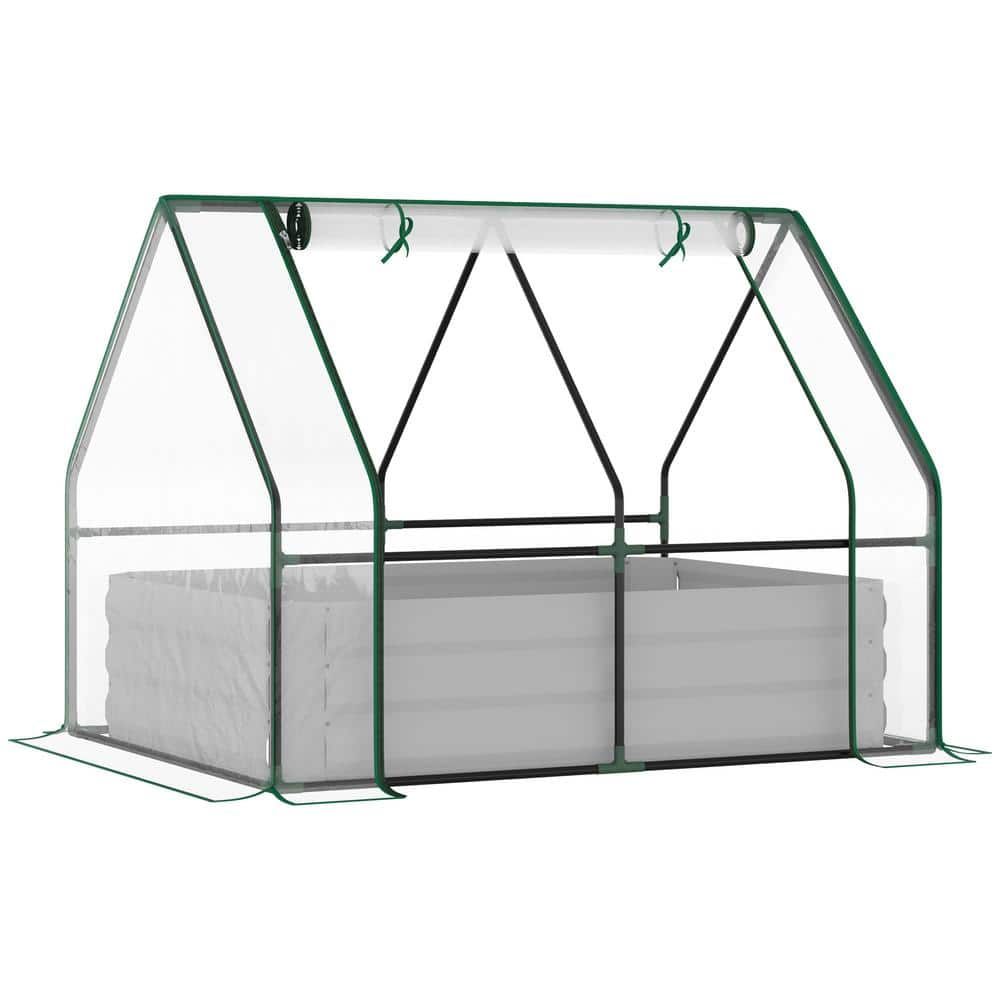 4 ft. x 3 ft. Galvanized Steel Raised Garden Bed with Clear PVC Greenhouse Cover