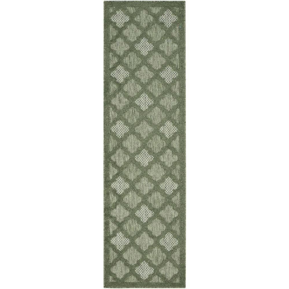 Green Trellis 2 ft x 8 ft Synthetic Runner Rug
