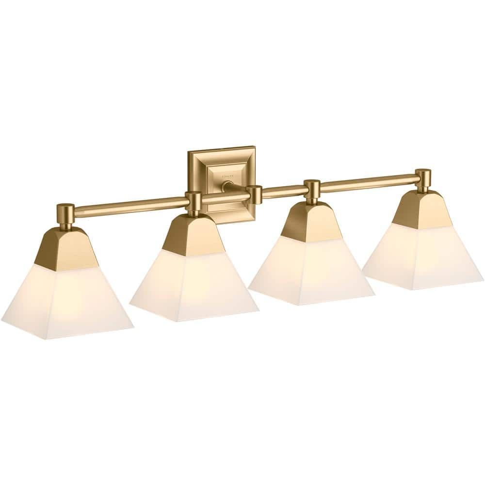 Elegant Moderne Brushed Gold 33" Crown Molding Inspired Sconce