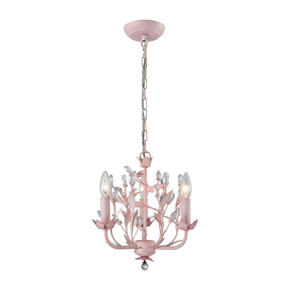 Elysian Light Pink Crystal 3-Light Chandelier