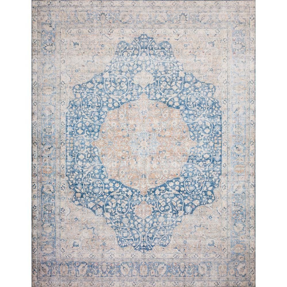 Layla Blue/Tangerine 5 ft. x 7 ft. 6 in. Traditional Area Rug