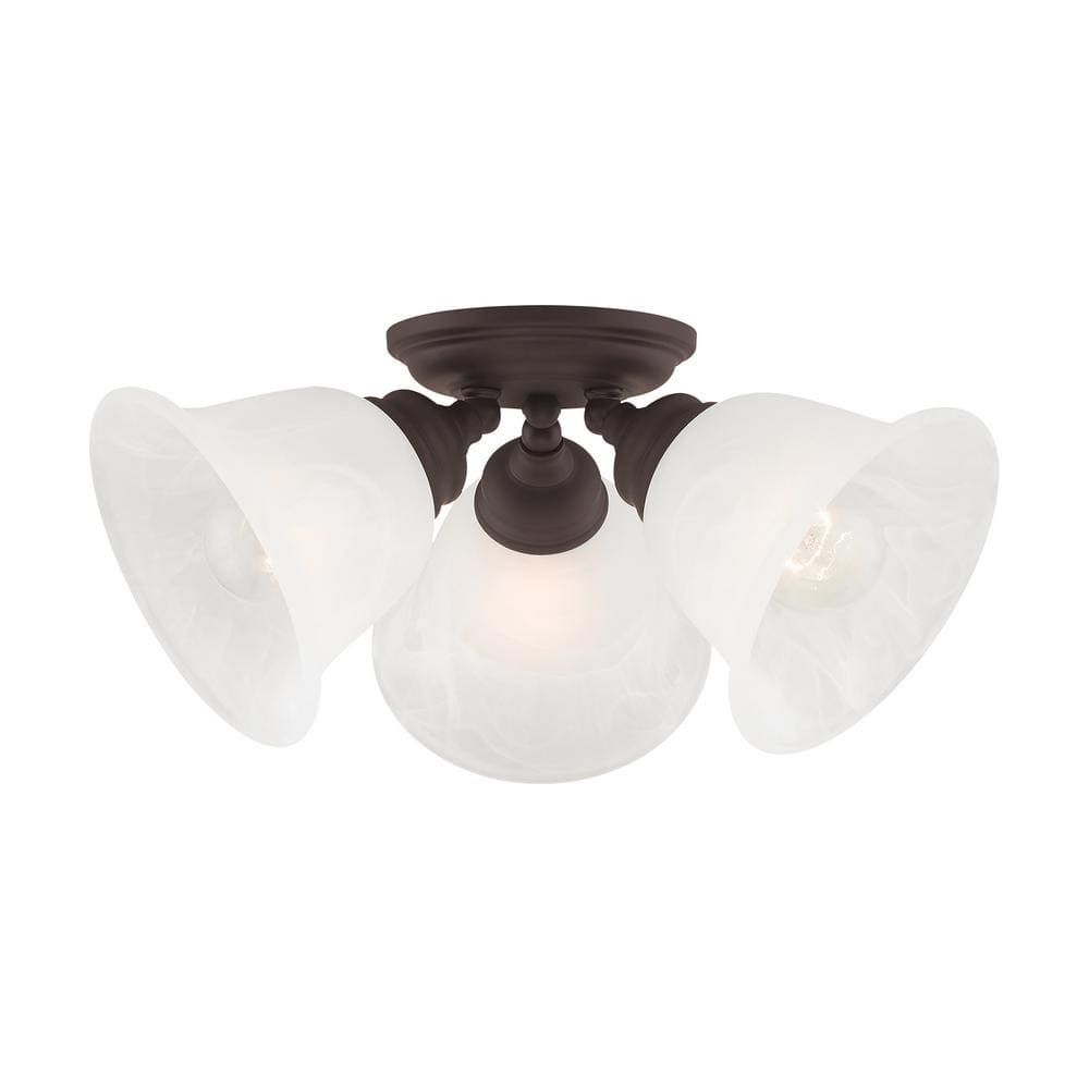 Elegant Essex Bronze 3-Light Ceiling Mount with Alabaster Glass