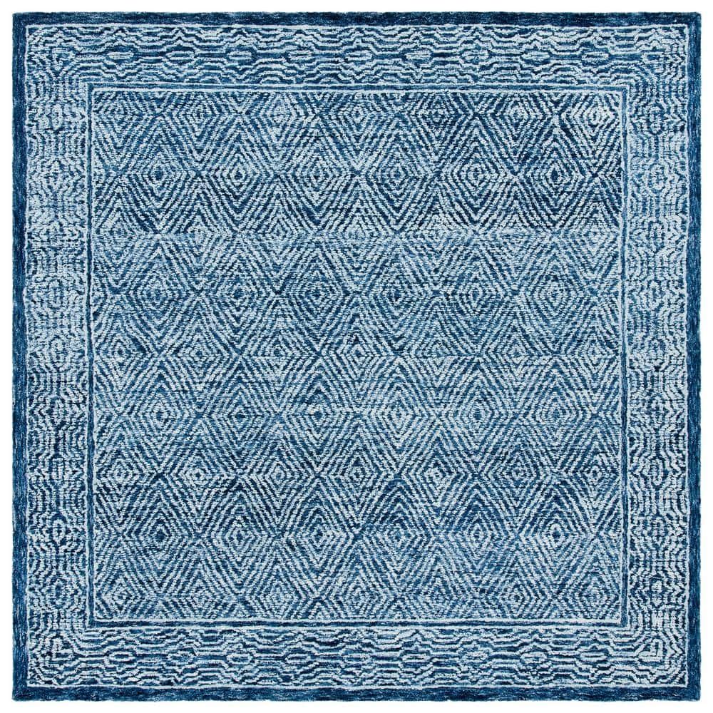 Hand-tufted Artisan Blue Wool 7' Square Area Rug