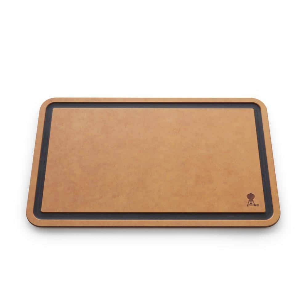 Large Brown Matte Cutting Board with Grooved Design