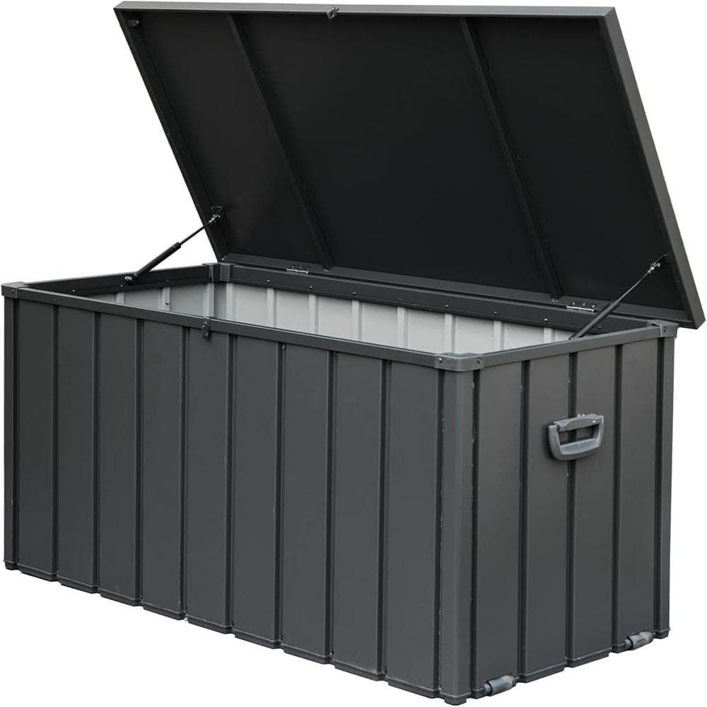 160 Gallon Dark Gray Steel Lockable Outdoor Storage Deck Box