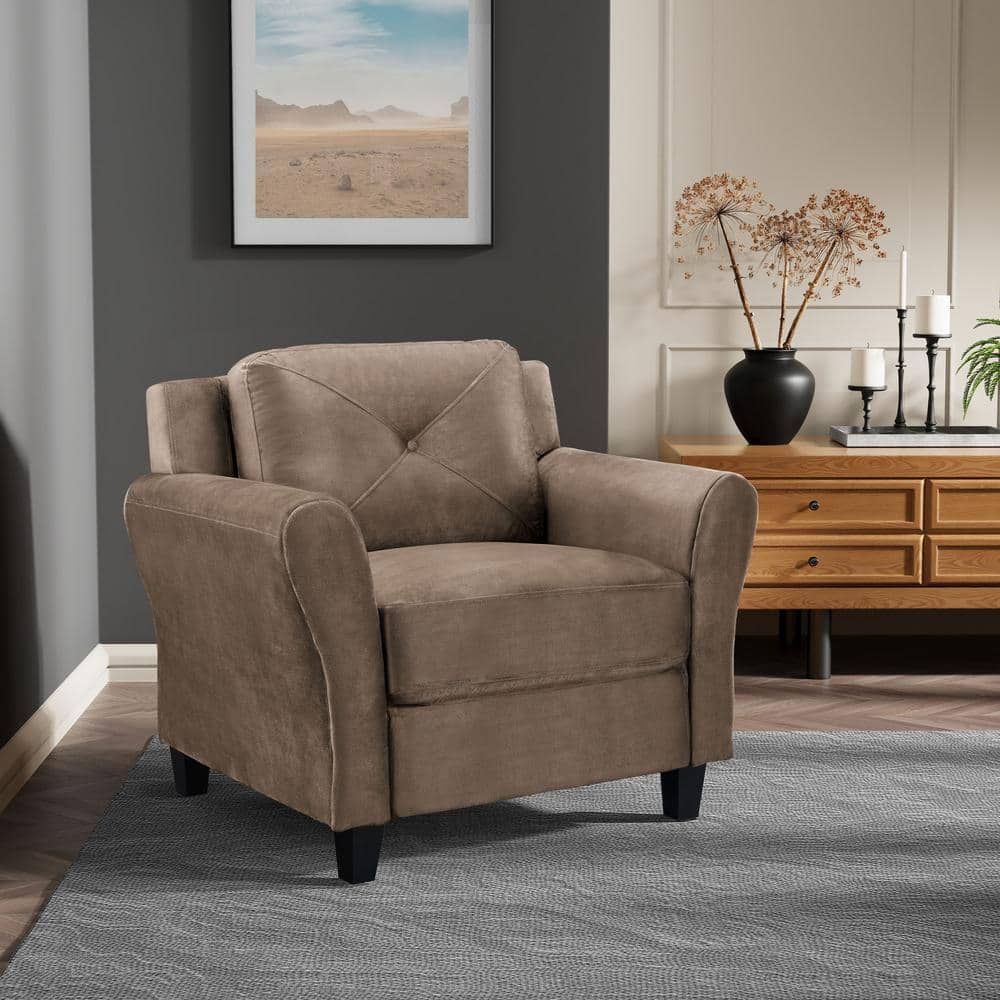 Harvard Brown Microfiber Accent Chair with Wood Frame