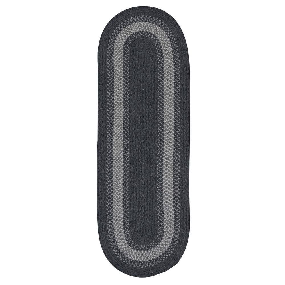 Colonial Charms Handmade Charcoal and Gray Wool-Blend Oval Runner Rug 2'x10'