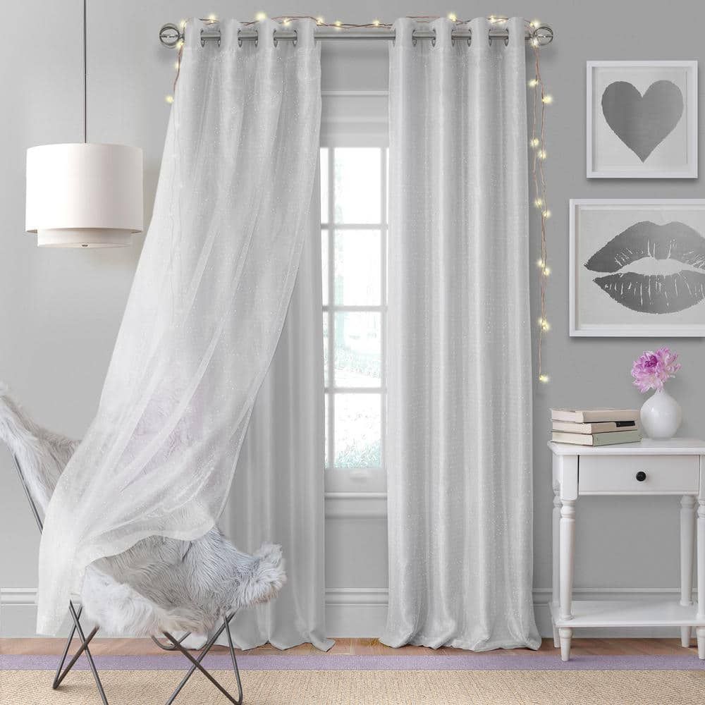 Pearl Gray Faux Silk Blackout Grommet Curtain Panel