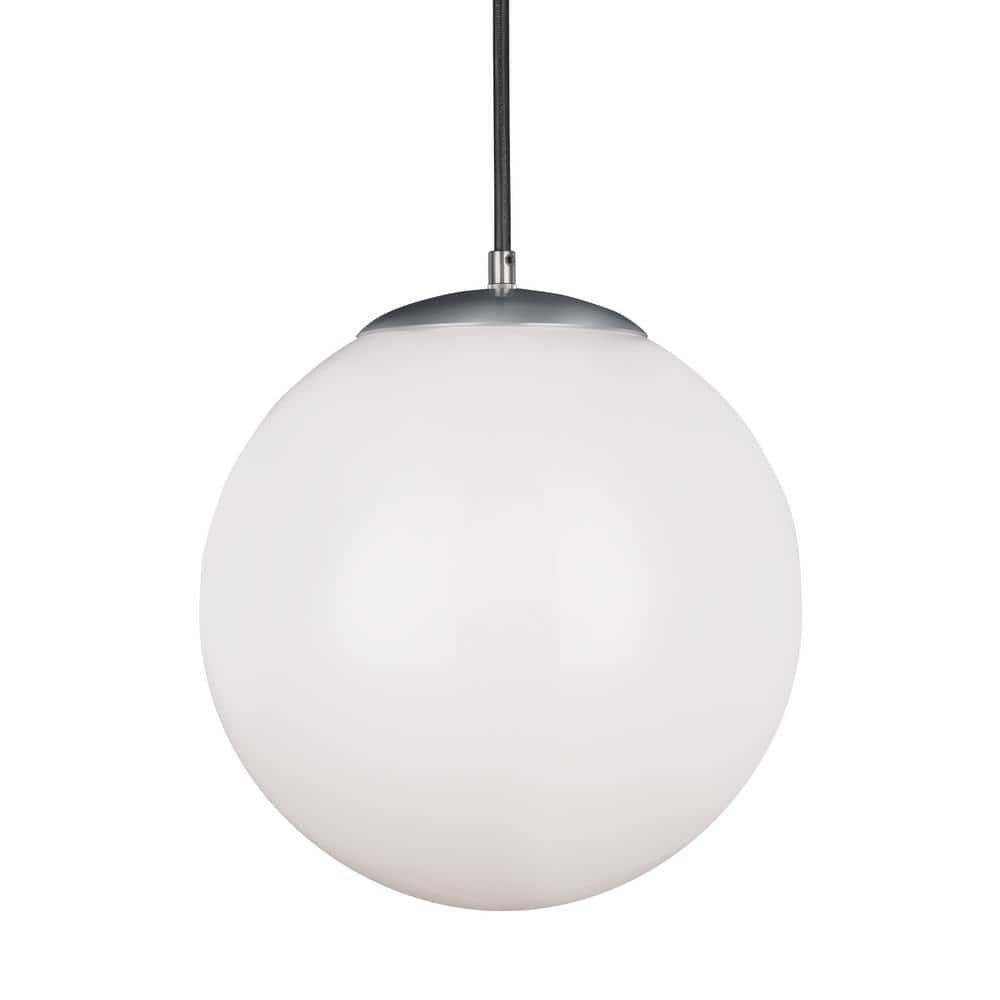 Leo Satin Aluminum Globe Pendant Light with White Diffuser