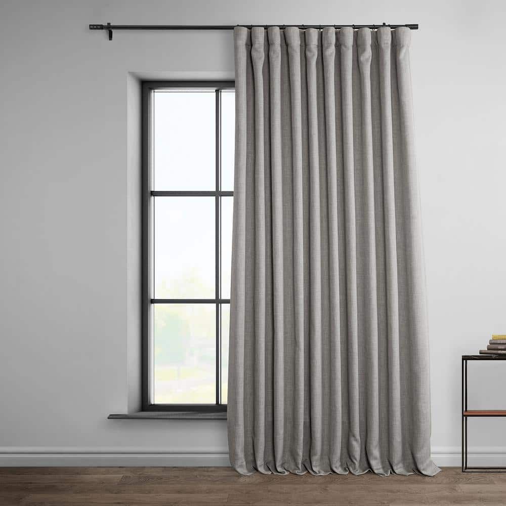 Clay Textured Faux Linen 96" Blackout Window Curtain