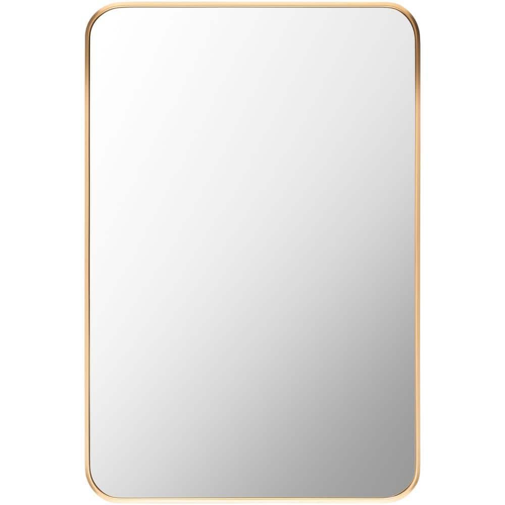 Aranya Chic Brushed Metal Rectangular Mirror in Gold & Silver