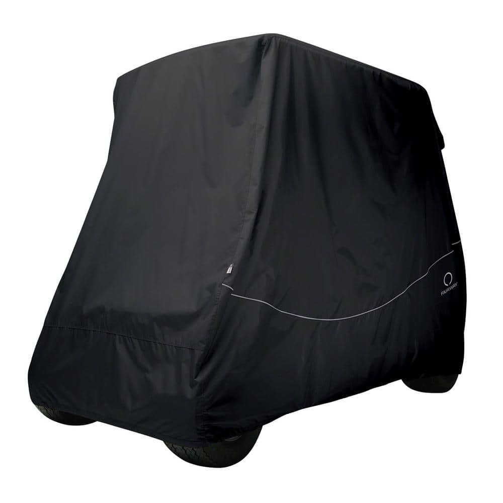 Black Water-Repellent Golf Cart Cover with Tie-Down Straps