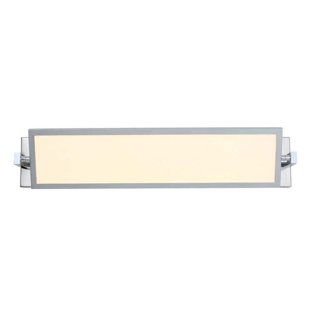 Chrome Flat Panel LED Vanity Light with Integrated LED