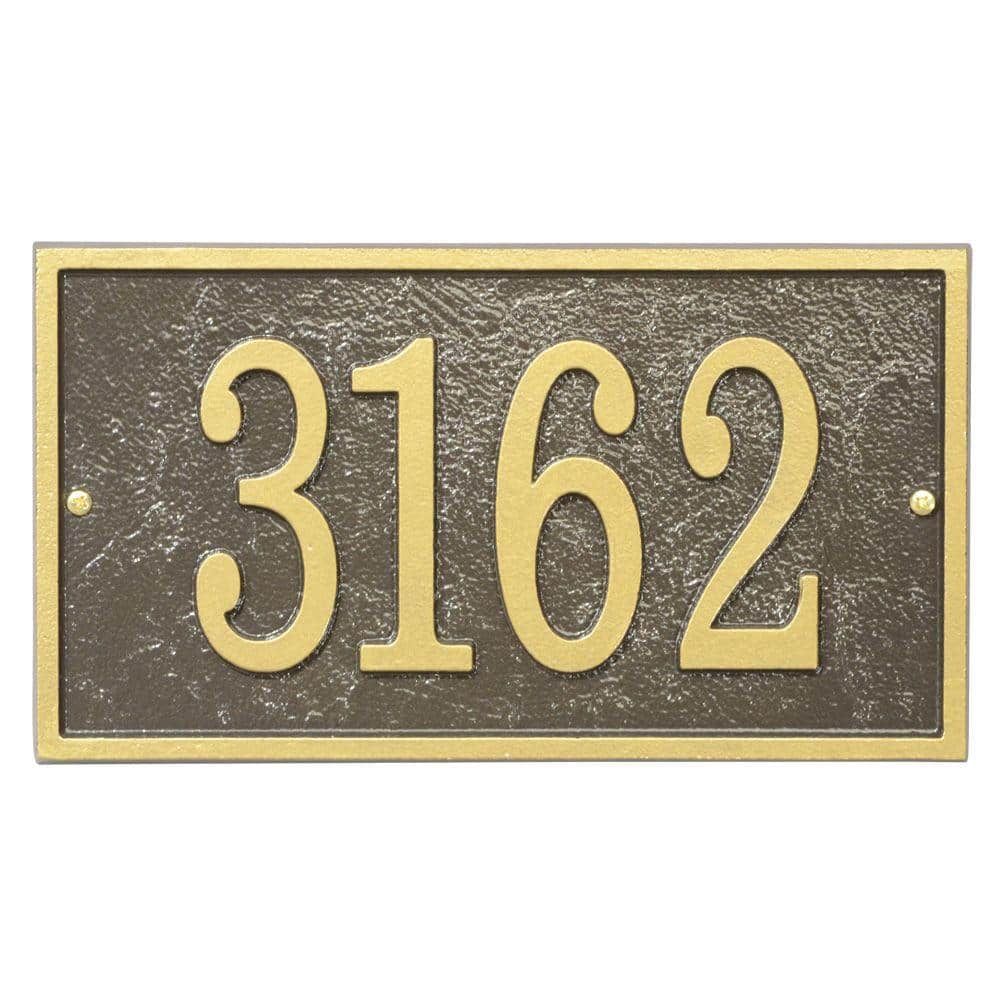 Bronze and Gold Rectangular Metal Address Plaque