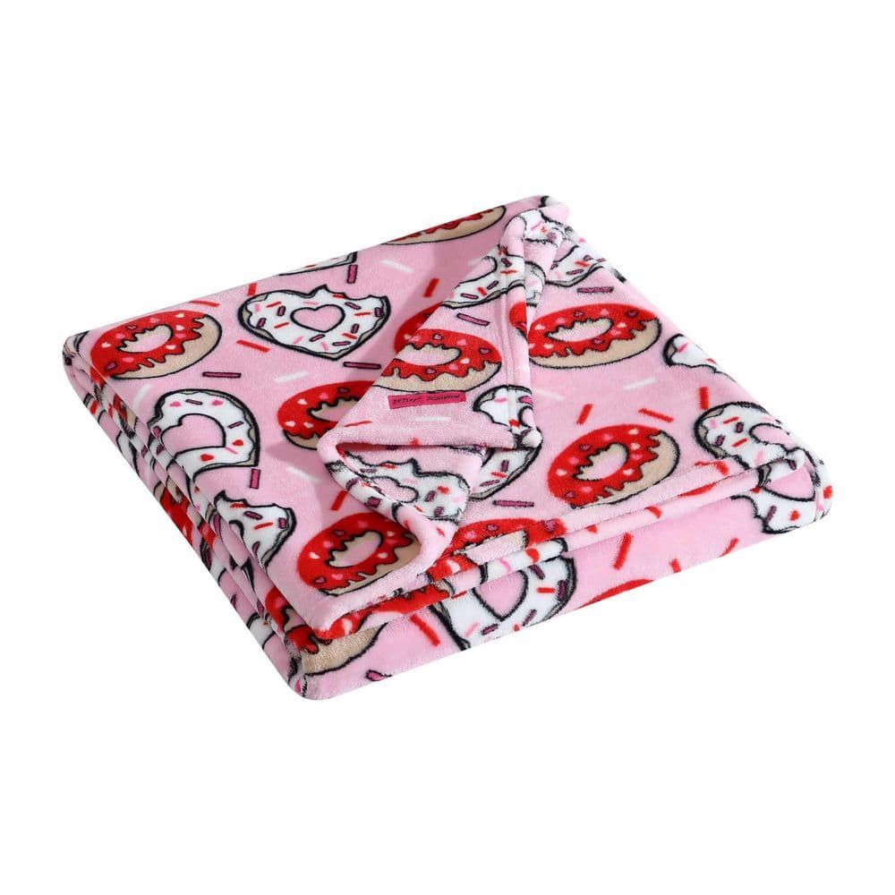 Pink and Red Ultra Soft Plush Fleece Reversible Throw Blanket