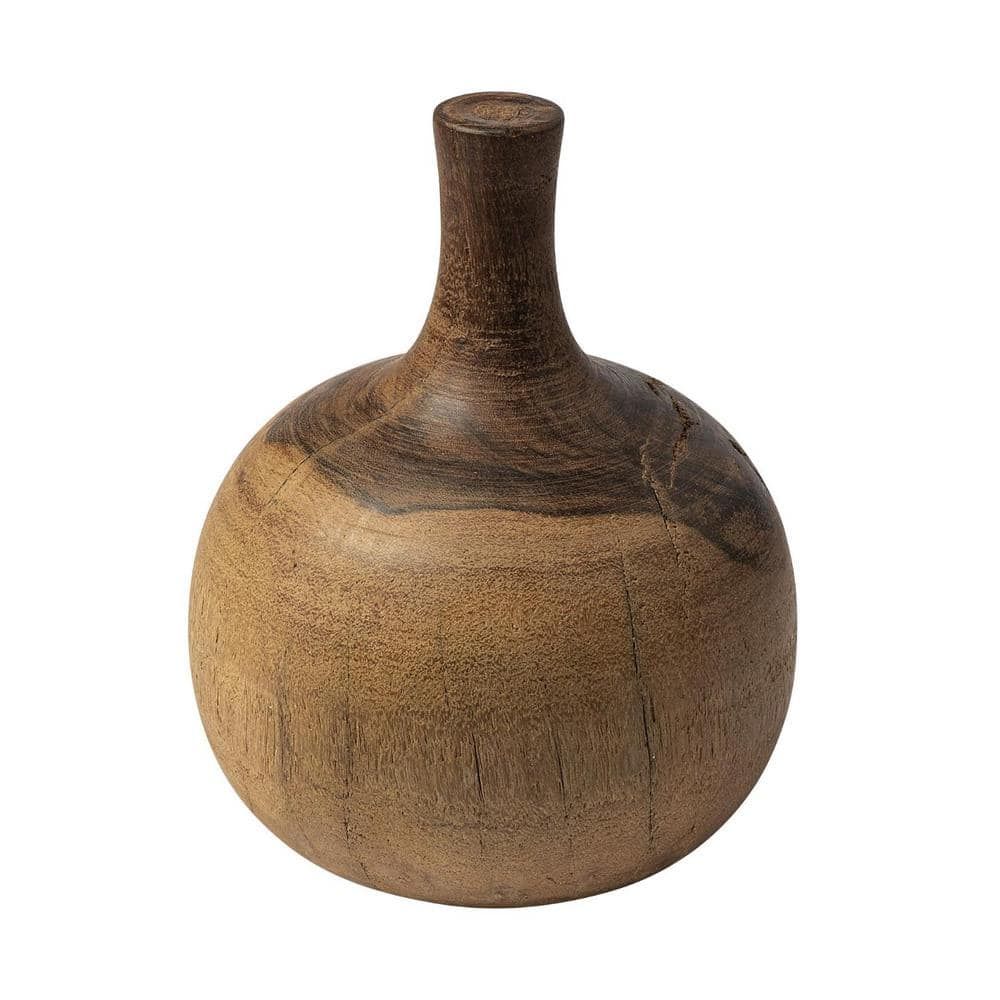 Medium Brown Mango Wood Decorative Bud Vase