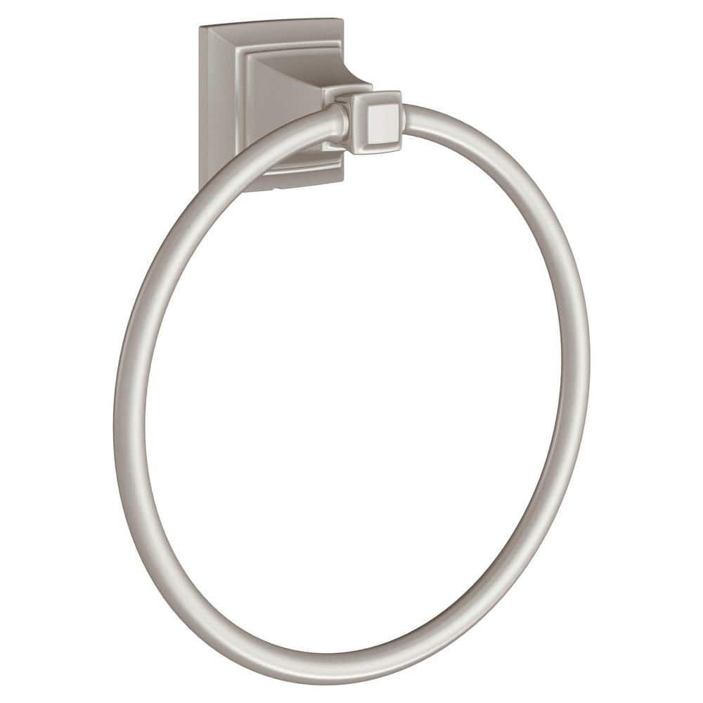 Brushed Nickel Wall Mounted Towel Ring with Architectural Detailing