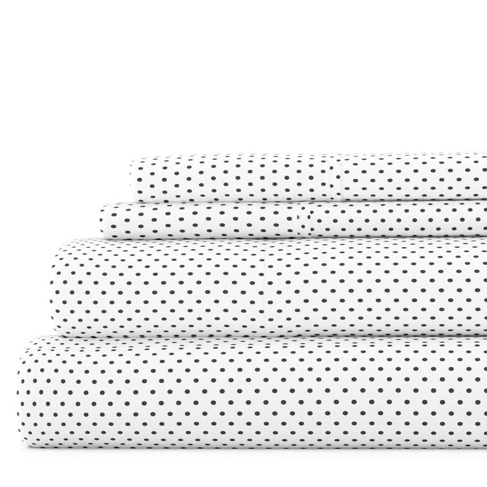 Gray Polka Dot Queen Microfiber Deep Pocket Sheet Set