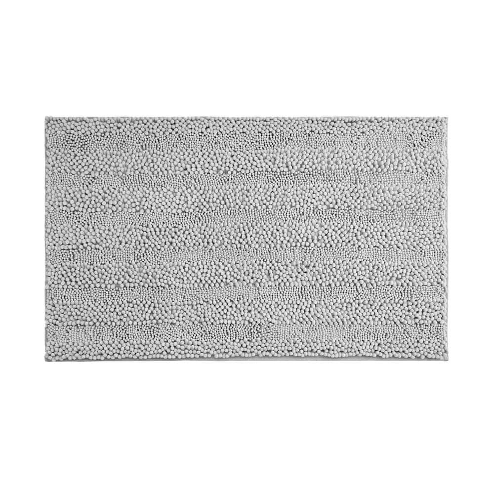 Light Gray Chenille Non-Slip Polyester Bath Mat, 27" x 45"