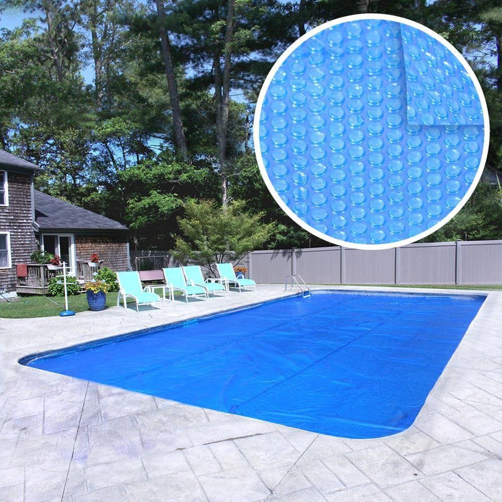 Heavy-Duty Blue Rectangular Solar Pool Cover, 16 x 32 ft