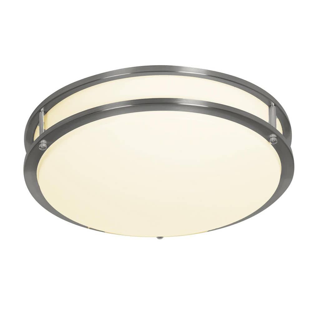 14" Brushed Nickel LED Energy Star Drum Flush Mount Light