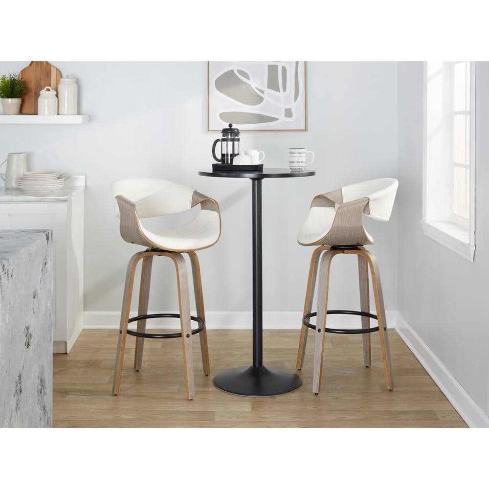 Symphony 22" White Wood and Metal Swivel Barstool Set