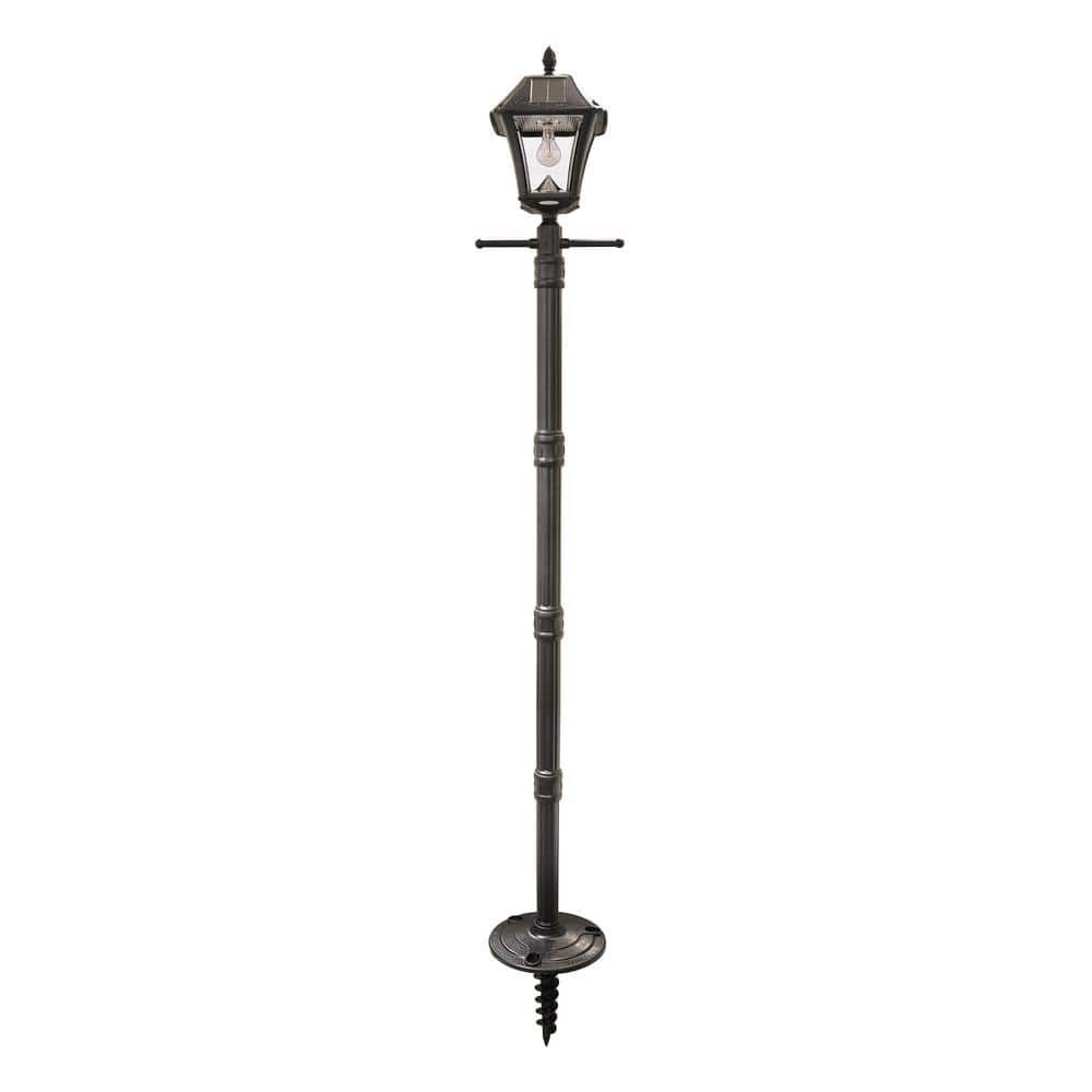 Baytown II Black Resin Solar Lamp Post with LED Light