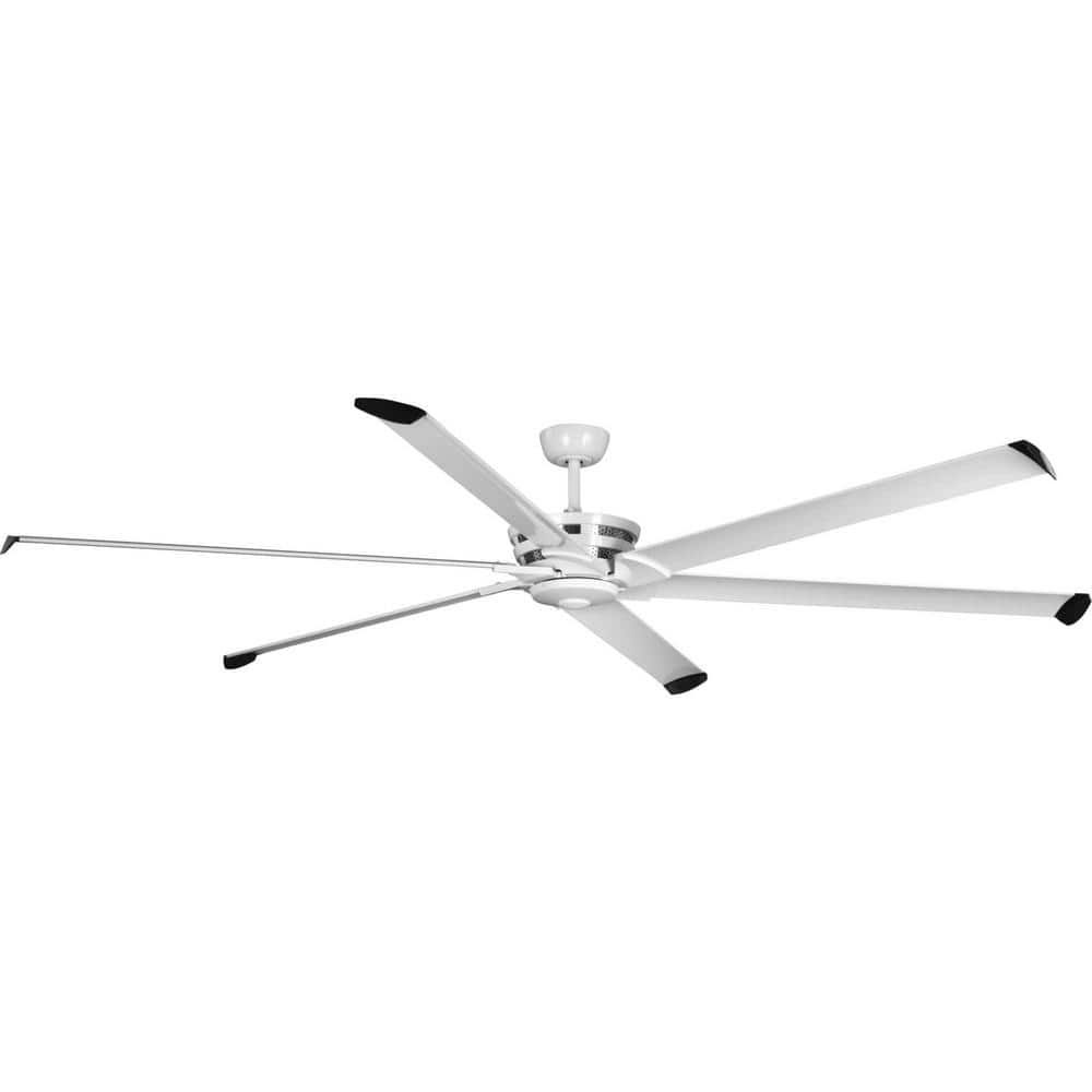 Satin White 96" Aluminum 6-Blade Ceiling Fan with Remote and Lighting