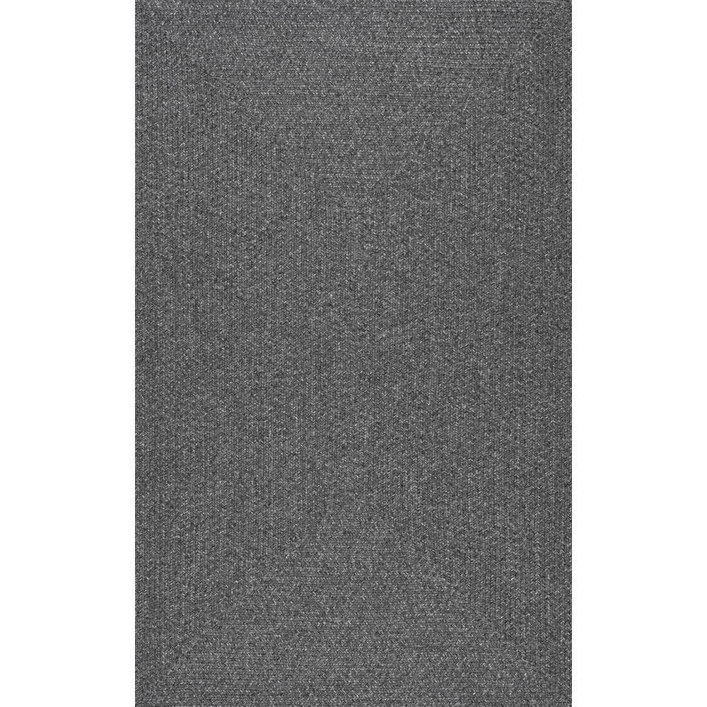 Charcoal Gray Synthetic Braided 4' x 6' Indoor/Outdoor Area Rug