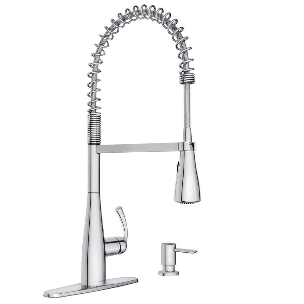 Essie Chrome High Arc Pull-Down Kitchen Faucet with Soap Dispenser